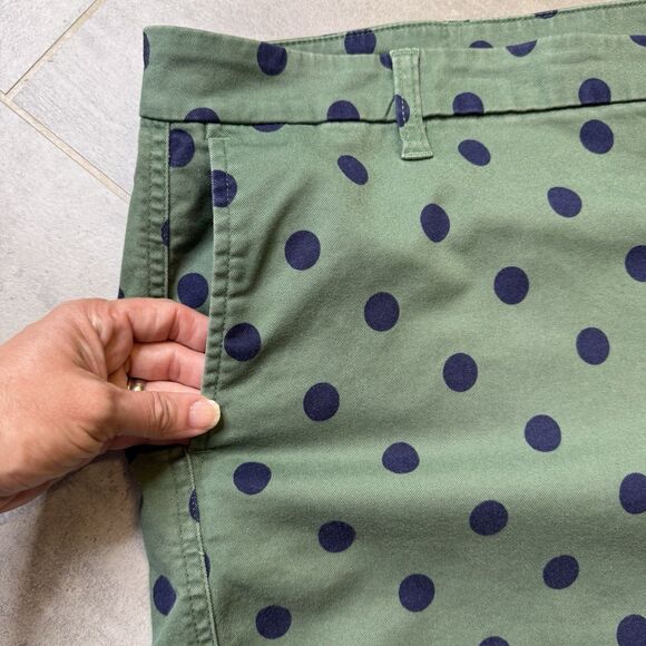 J Crew High Rise Girlfriend Chino Pants 24 Green Navy Polka Dot Preppy - Picture 5 of 12